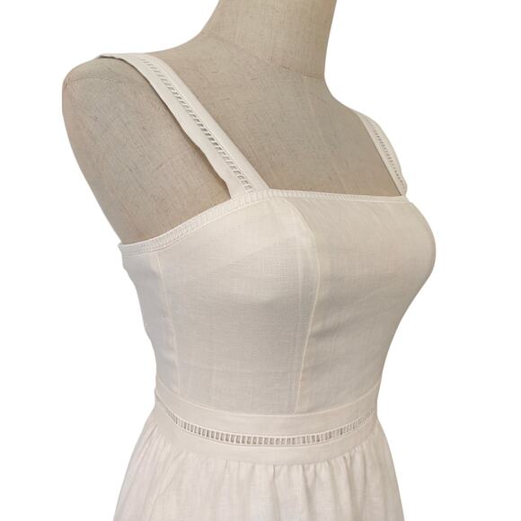 Reformation Everett Square-Neck Linen Midi Dress White US 4 - Picture 8 of 11